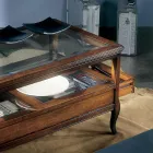 Mesa de centro da sala com tampo de vidro e 2 gavetas Made in Italy - Xipe Viadurini
