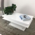 Mesa de centro em madeira branca brilhante com ou sem luz LED - Perro