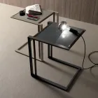 Mesa de centro de metal e vidro com desenho geométrico - Zigozago Viadurini