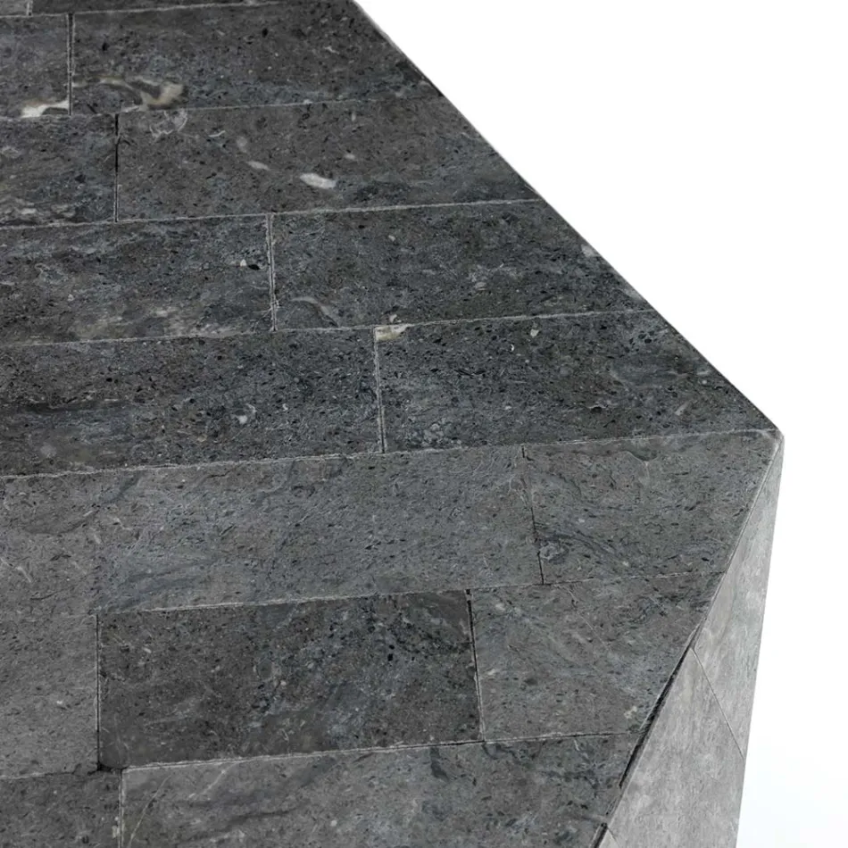 Mesa de Centro da Sala Totalmente em Pedra Fóssil Diferentes Acabamentos - Ar Viadurini