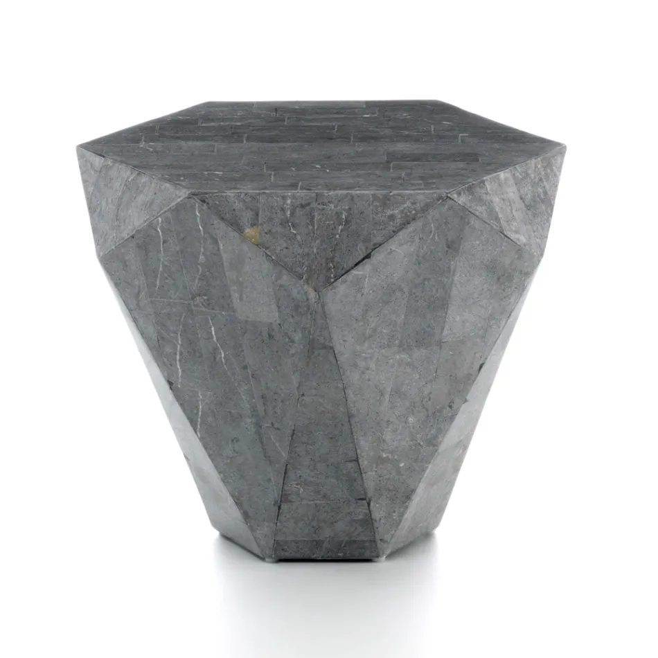 Mesa de Centro da Sala Totalmente em Pedra Fóssil Diferentes Acabamentos - Ar Viadurini