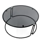 Mesa de centro com tampo de vidro e base redonda fabricada na Itália - Tullia Viadurini