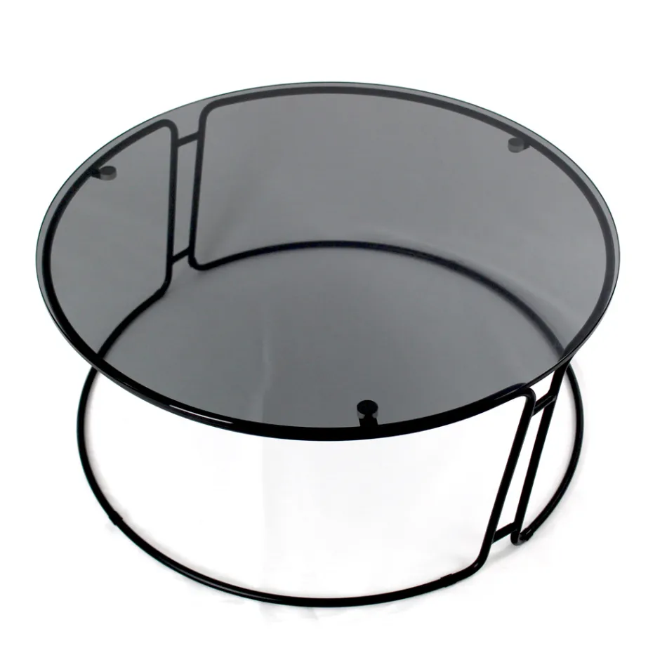 Mesa de centro com tampo de vidro e base redonda fabricada na Itália - Tullia Viadurini