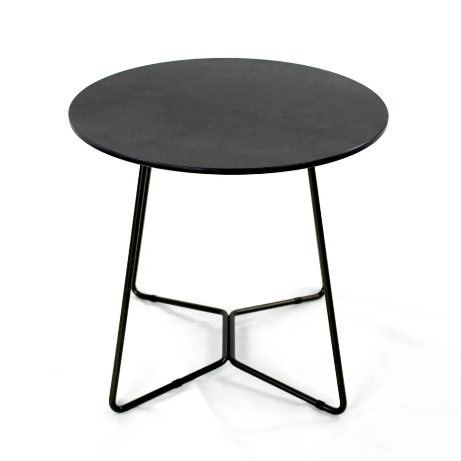 Mesa de centro redonda com tampo de grés porcelânico fabricado na Itália - Paini Viadurini