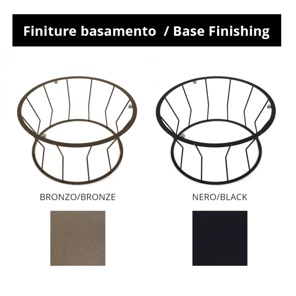 Mesa de centro redonda em aço e vidro fabricado na Itália - Alisea Viadurini