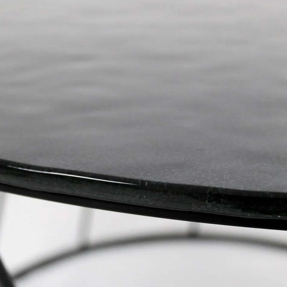 Mesa de centro redonda em aço e vidro fabricado na Itália - Alisea Viadurini