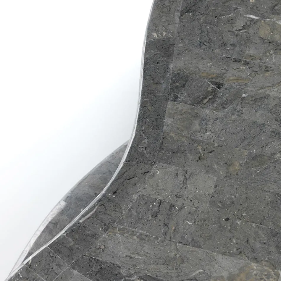 Mesa de Centro Estilo Moderno em Pedra Fóssil Diferentes Acabamentos - Borracha Viadurini