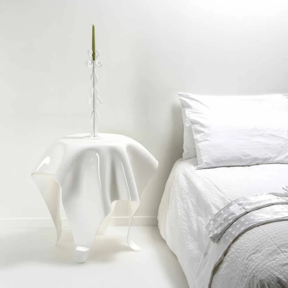 Mesa contemporânea de design de plexiglass branco Otto, fabricada na Itália Viadurini