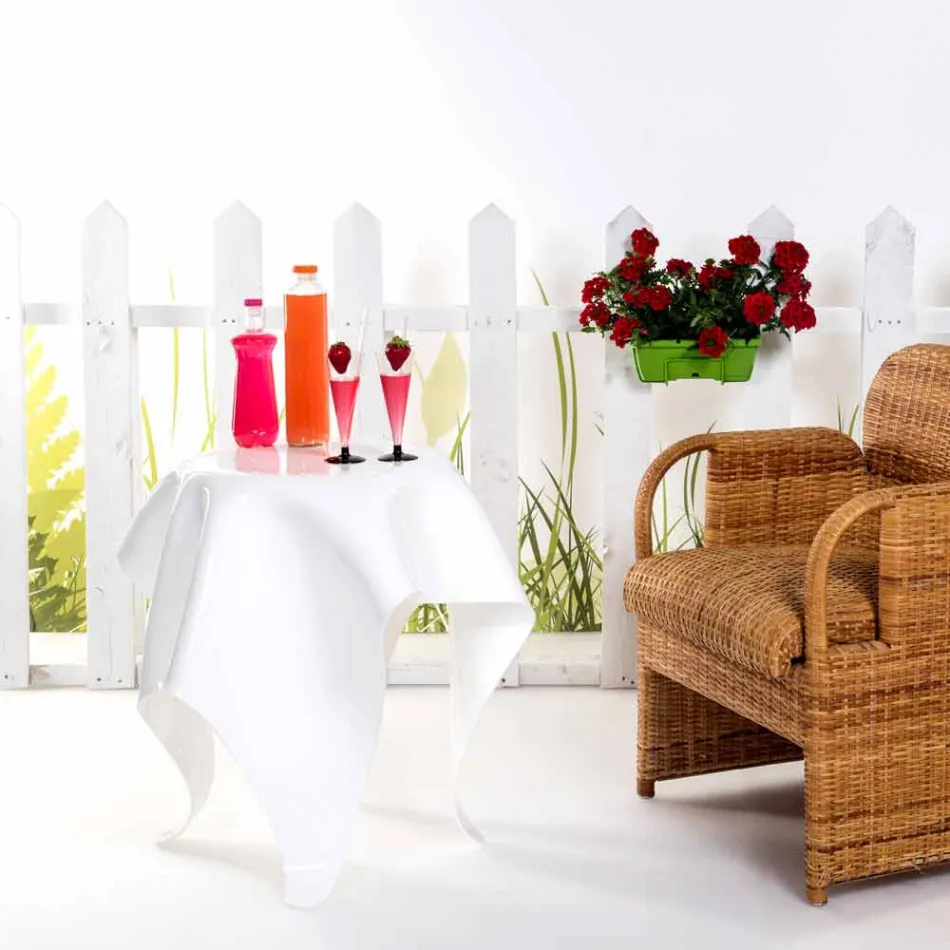 Mesa contemporânea de design de plexiglass branco Otto, fabricada na Itália Viadurini