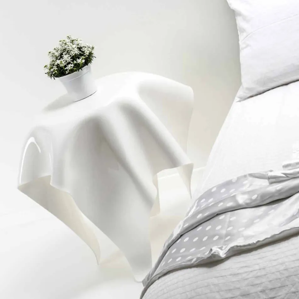 Mesa contemporânea de design de plexiglass branco Otto, fabricada na Itália Viadurini