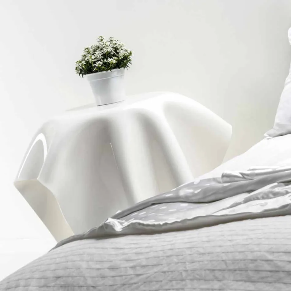 Mesa contemporânea de design de plexiglass branco Otto, fabricada na Itália Viadurini