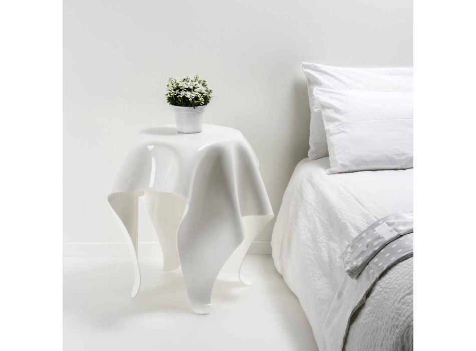 Mesa contemporânea de design de plexiglass branco Otto, fabricada na Itália Viadurini