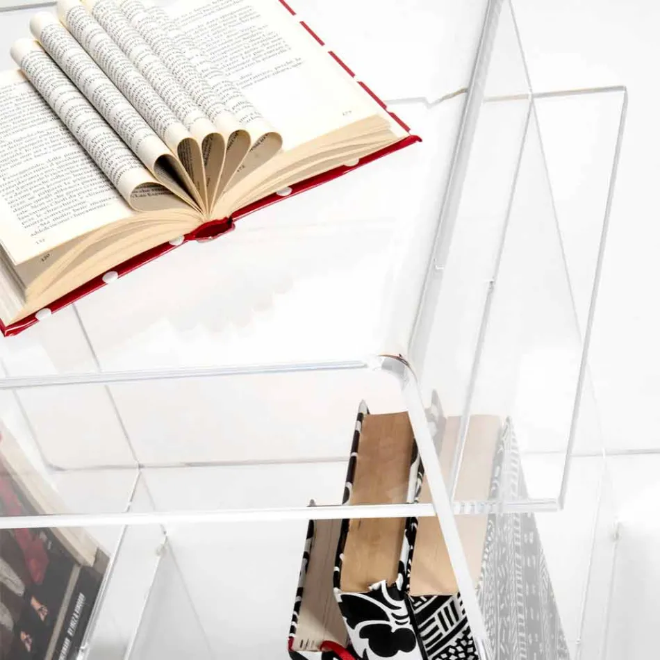 Mesa de centro de plexiglás de design com três prateleiras fabricadas em Itália, Gosto Viadurini