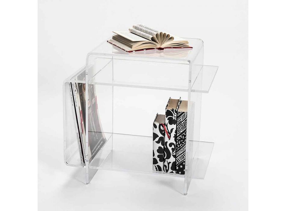 Mesa de centro de plexiglás de design com três prateleiras fabricadas em Itália, Gosto Viadurini