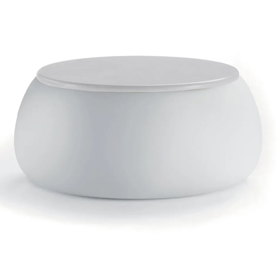 Mesa de centro de jardim com tampo redondo em polietileno fabricado na Itália - Tibaldo Viadurini