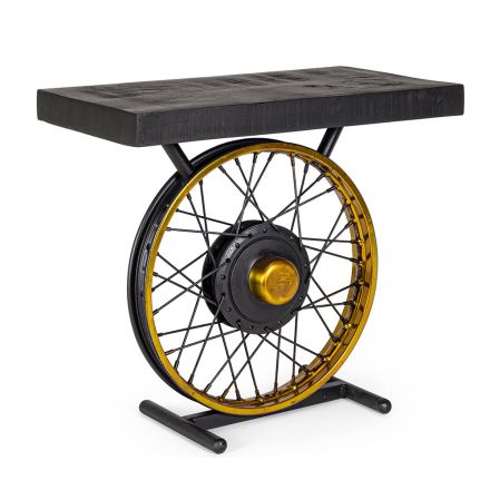 Mesa de Centro Artesanal e Industrial em Aço e Madeira de Manga - Corvino Viadurini