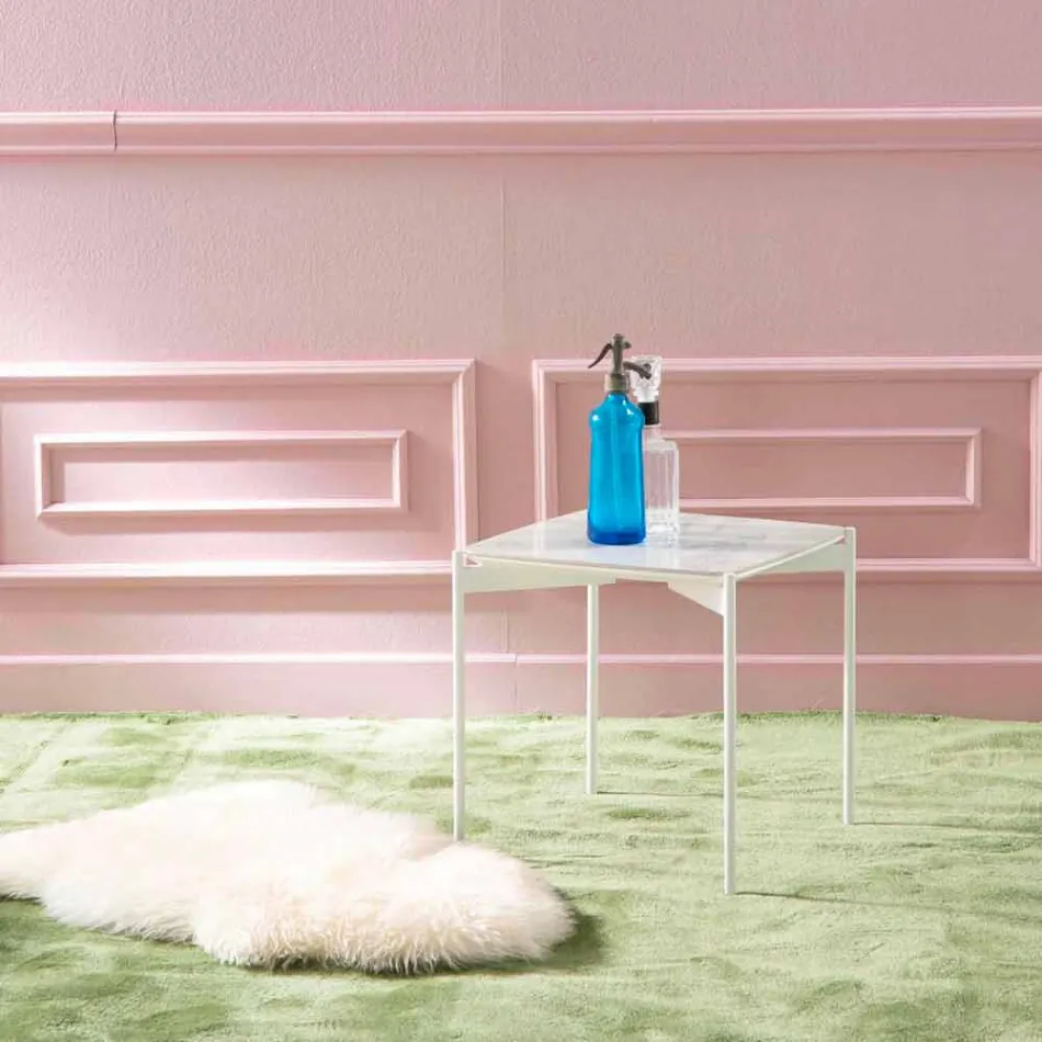 Mesa de centro quadrada de metal e cerâmica com design moderno - porco-espinho Viadurini