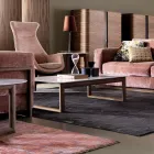 Grilli York design de madeira maciça e mesa de centro de mármore feita na Itália Viadurini