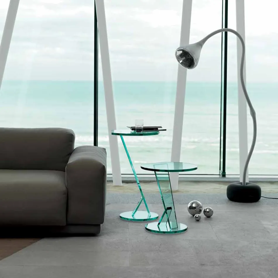 Sofá Mesa Lateral em Vidro Extra-claro Made in Italy - Tarzan Viadurini