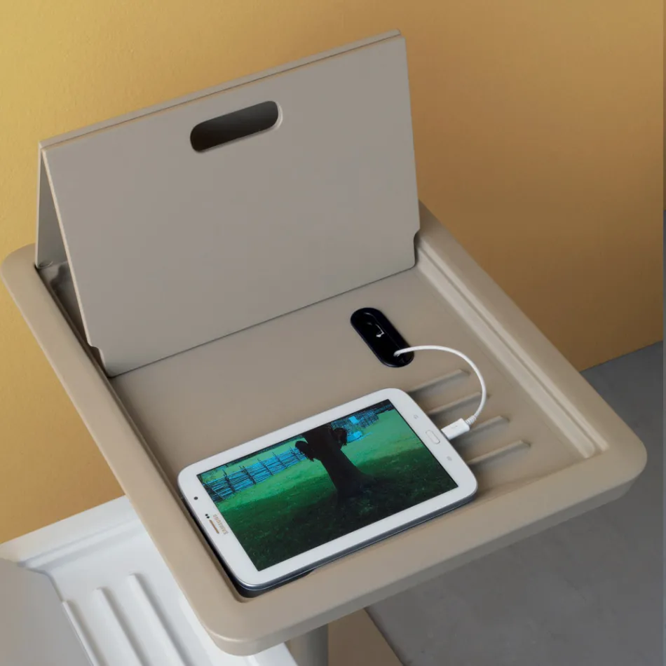 Mesa lateral de sofá em metal e PVC com altura ajustável para tablet - Tekniko Viadurini
