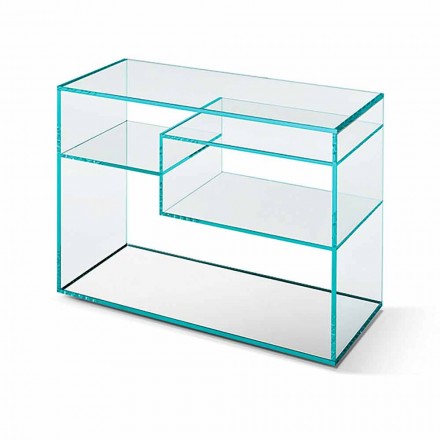 Mesa de centro lateral para sofá ou mesinha de cabeceira em base de espelho de vidro extra claro - Linzy Viadurini