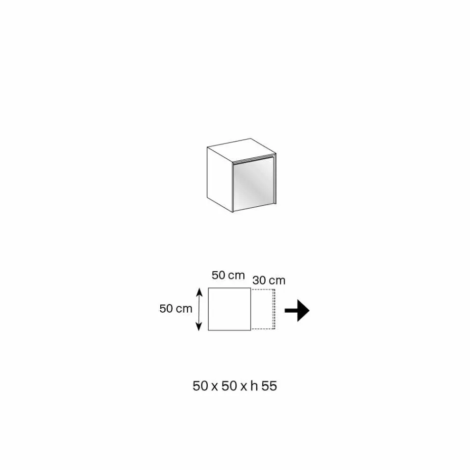 Mesa lateral para sofá ou mesa de cabeceira em vidro fumê com gaveta de madeira - Mantra Viadurini