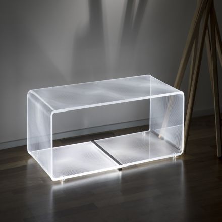Mesa de centro acrílica transparente led luminosa decoração gravada a laser - Robiola Viadurini