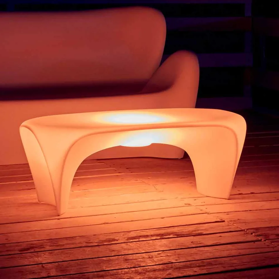 Mesa de centro luminosa RGB para design externo ou interno em plástico - Lily by Myyour Viadurini