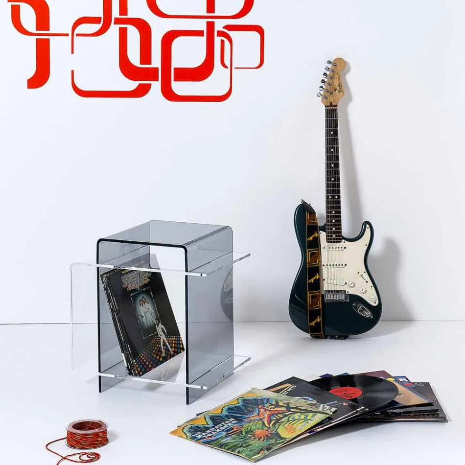 Mesa contemporânea com 3 prateleiras defumadas e transparentes Gosto made in Italy Viadurini