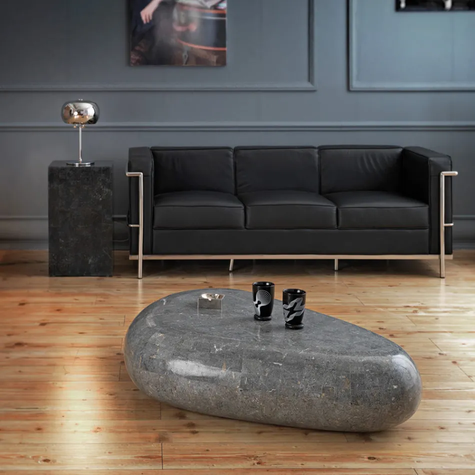Mesa de centro moderna em formato de pedra fóssil - Beth Viadurini
