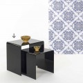 Design moderno lado preto mesa 50x50 cm Terry Big, made in Italy
