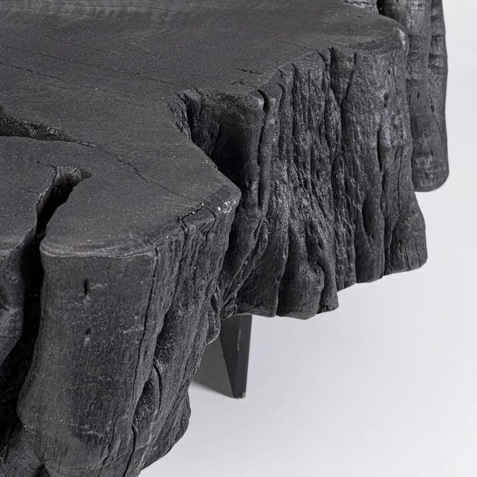 Mesinha Homemotion Preto em Aço e Madeira de Acácia Natural - Camala Viadurini