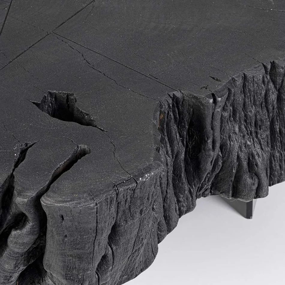 Mesinha Homemotion Preto em Aço e Madeira de Acácia Natural - Camala Viadurini