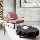 Mesinha Homemotion Preto em Aço e Madeira de Acácia Natural - Camala Viadurini