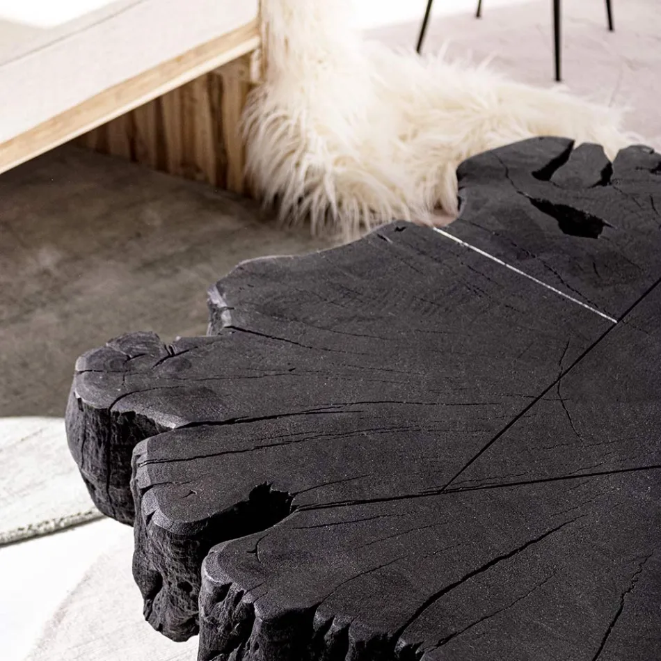 Mesinha Homemotion Preto em Aço e Madeira de Acácia Natural - Camala Viadurini