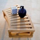 Mesa de centro externa em madeira de teca com rodas fabricadas na Itália - Liberato Viadurini