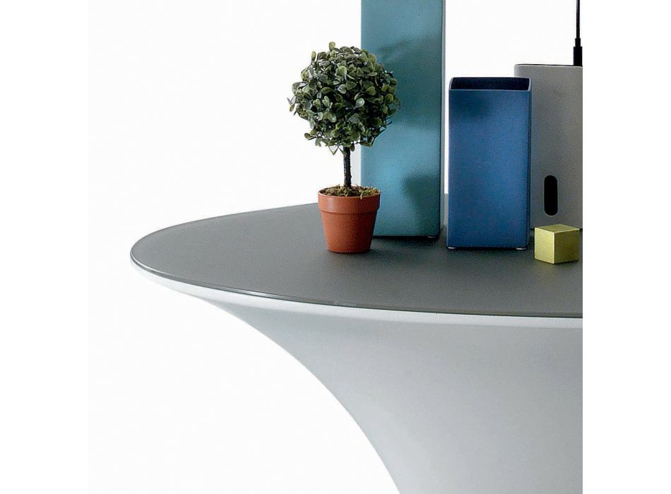 Barco Design Mesa de centro oval de metal e vidro jateado - embarque Viadurini