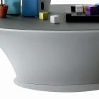 Barco Design Mesa de centro oval de metal e vidro jateado - embarque Viadurini