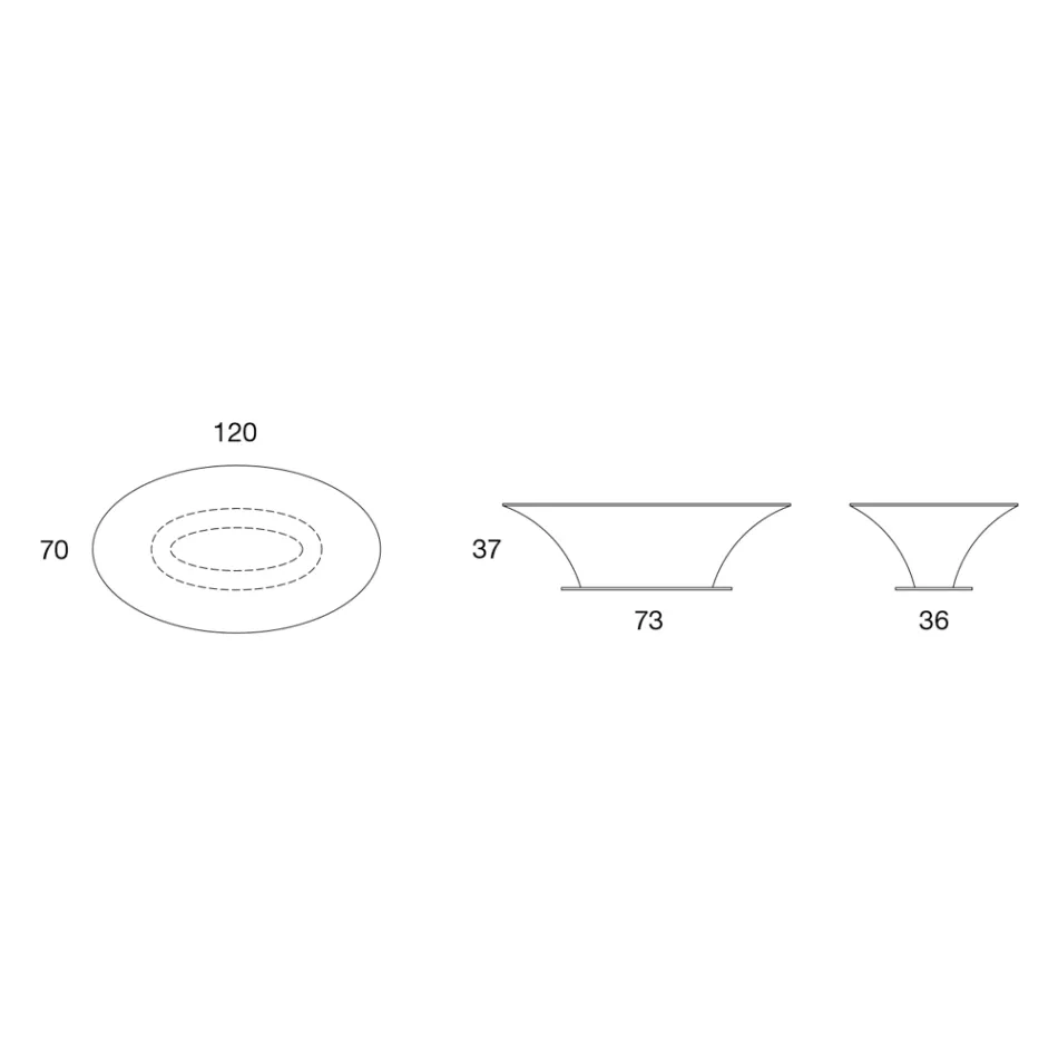 Barco Design Mesa de centro oval de metal e vidro jateado - embarque Viadurini