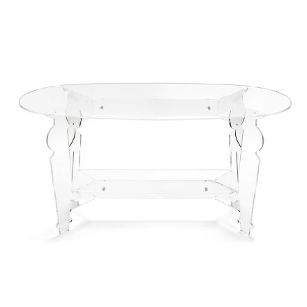 Ilaria - Mesa de centro oval em acrílico transparente, fabricada na Itália. Viadurini