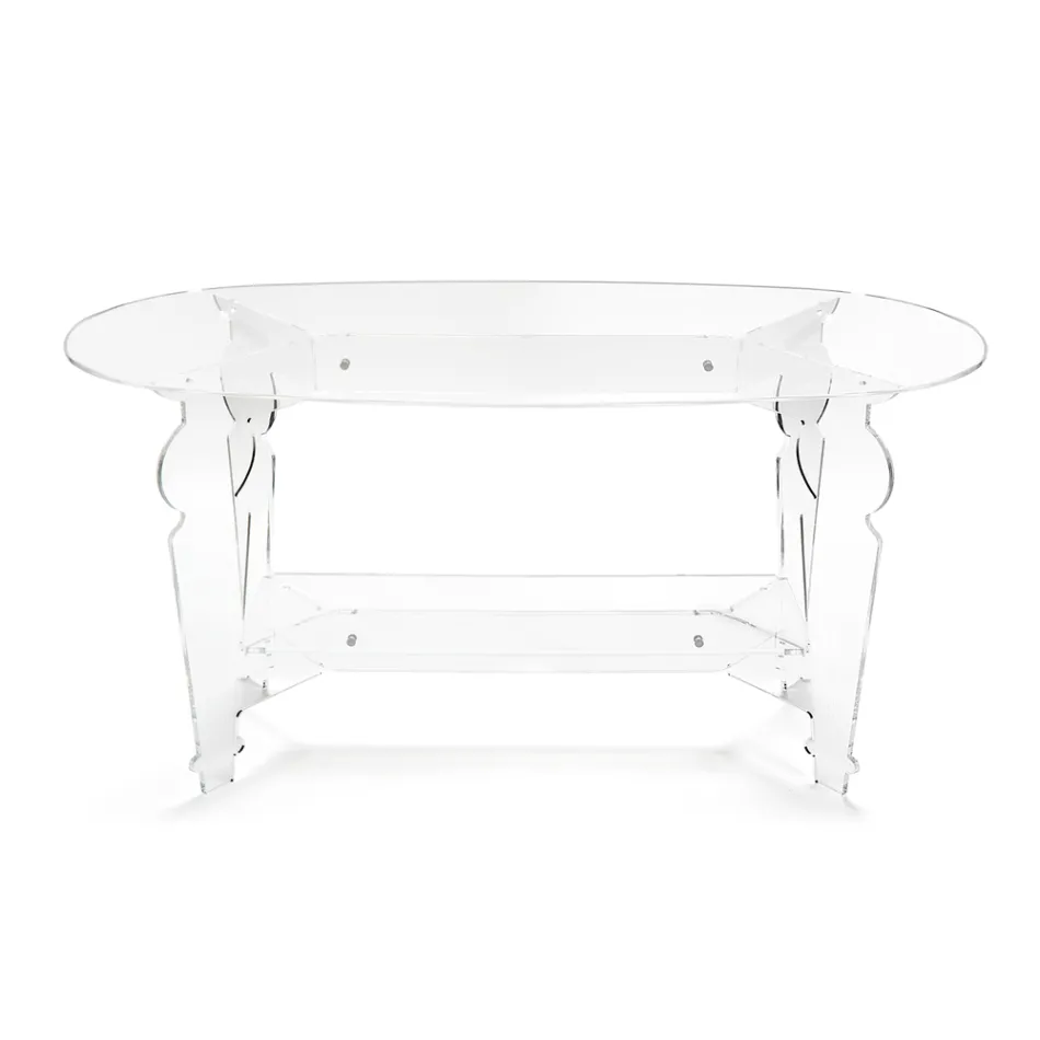 Ilaria - Mesa de centro oval em acrílico transparente, fabricada na Itália. Viadurini
