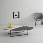 Mesa de centro oval de metal para sala de estar e tampo de cerâmica bicomponente - Comacchio Viadurini