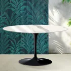 Mesa de centro oval Saarinen Tulip, 41 cm de altura, em cerâmica Statuario Florim brilhante - Scarlet Viadurini