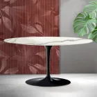 Mesa de centro oval Saarinen Tulip, 41 cm de altura, em cerâmica fosca Florim Statuario - Vermelho Escarlate Viadurini