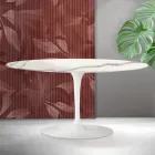 Mesa de centro oval Saarinen Tulip, 41 cm de altura, em cerâmica fosca Florim Statuario - Vermelho Escarlate Viadurini