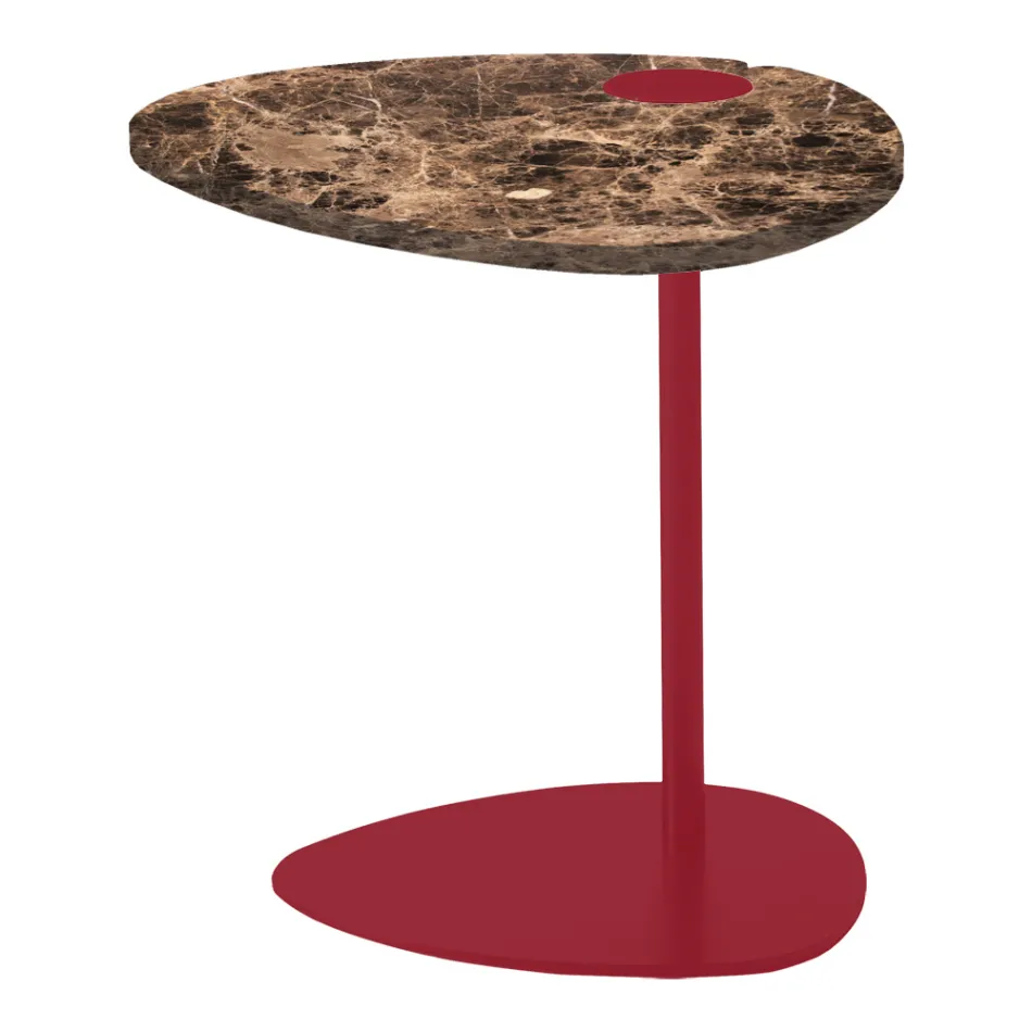 Mesa de Centro para Sala em Metal e Mármore Marquinia, Design Luxo - Yassine Viadurini