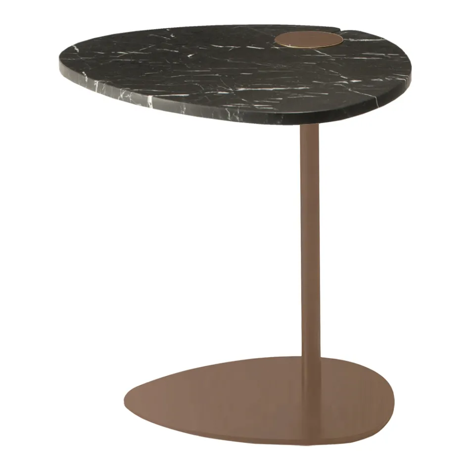 Mesa de Centro para Sala em Metal e Mármore Marquinia, Design Luxo - Yassine Viadurini