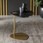 Mesa de Centro para Sala em Metal e Mármore Marquinia, Design Luxo - Yassine Viadurini