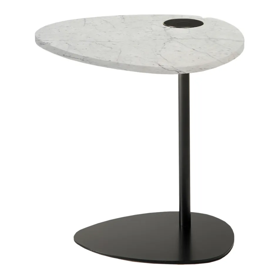 Mesa de Centro para Sala em Metal e Mármore Marquinia, Design Luxo - Yassine Viadurini