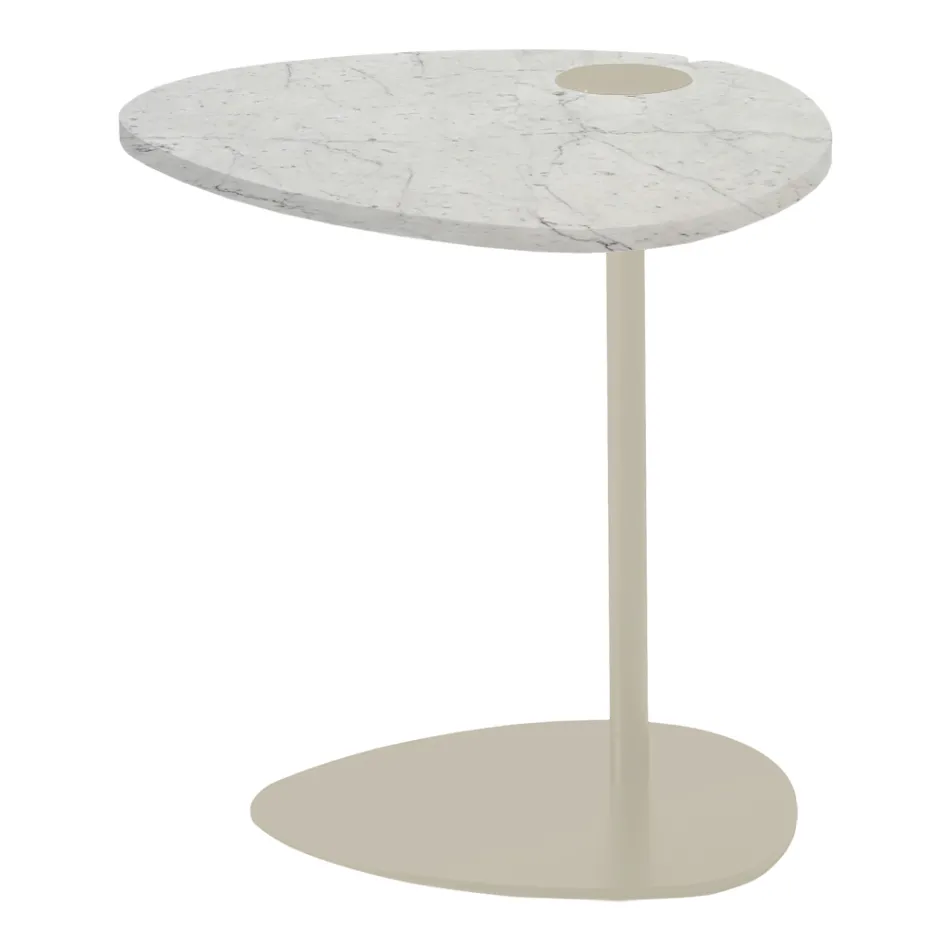 Mesa de Centro para Sala em Metal e Mármore Marquinia, Design Luxo - Yassine Viadurini